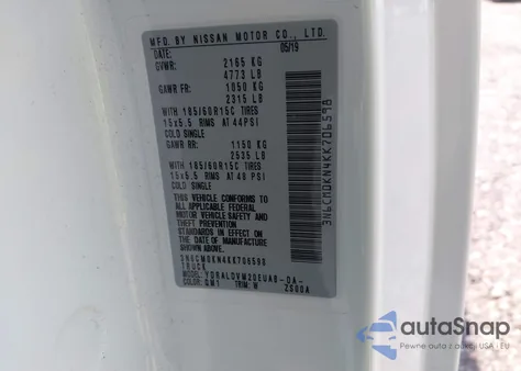 2019 Nissan Nv200 S from USA, damaged, VIN 3N6CM0KN4KK706598